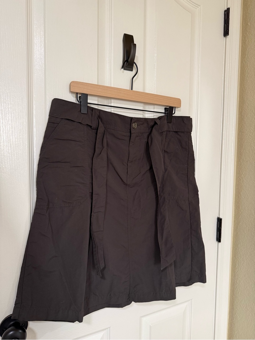 Eddie Bauer Dark Brown Utility Skirt with Waist Tie